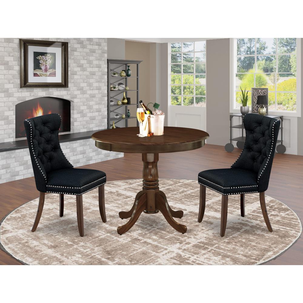 3 Piece Kitchen Table Set Contains a Round Dining Table with Pedestal