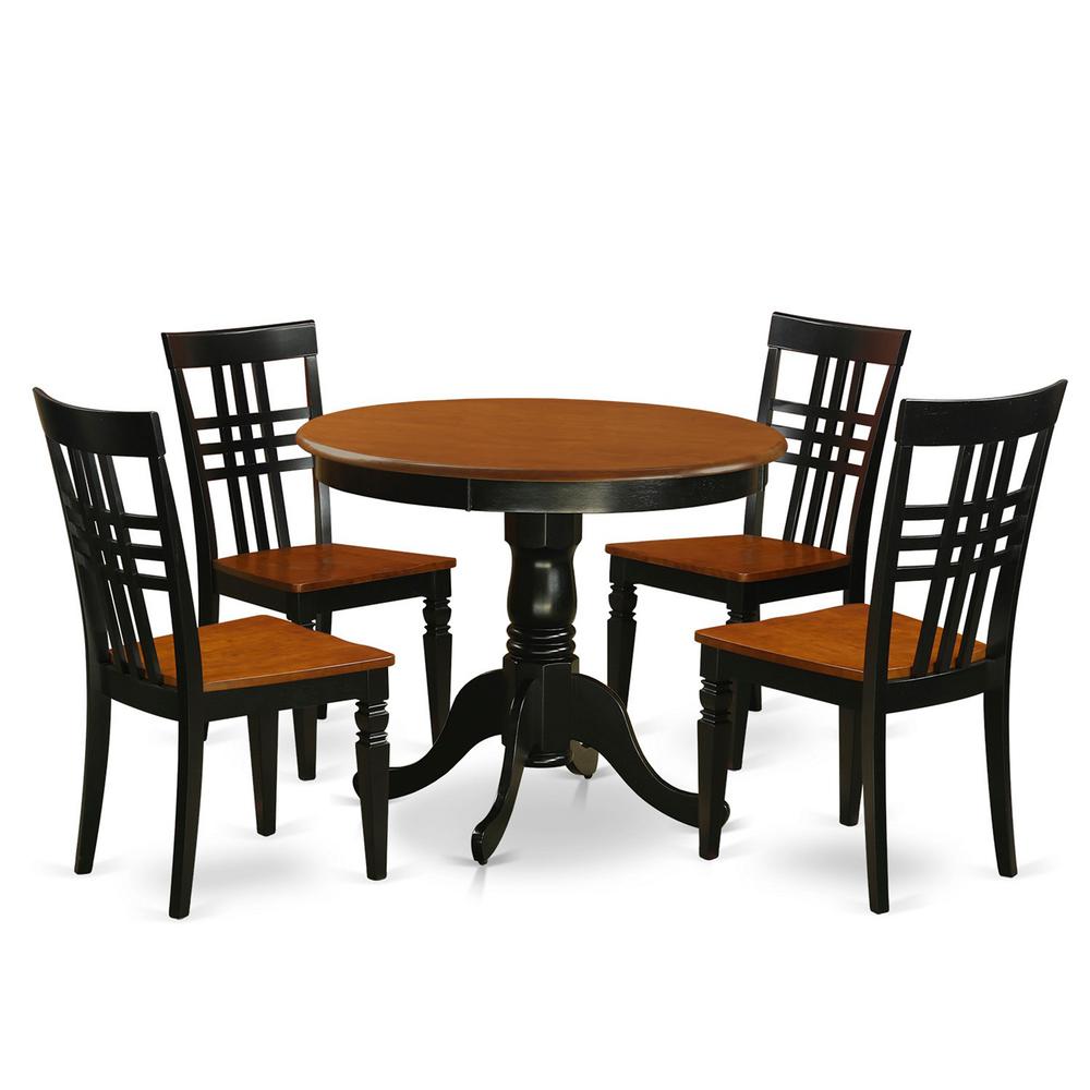 5  Pc  Dining  room  set  with  a  Table  and  4  Dining  Chairs  in  Black  and  Cherry