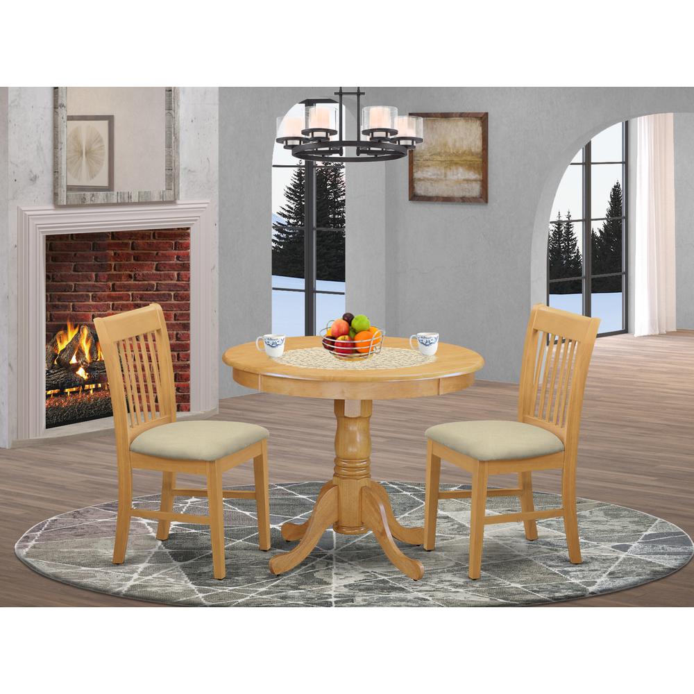 ANNO3-OAK-C 3 Pc Table and chair set - Kitchen Table and 2 Dining Chairs