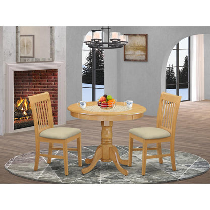 ANNO3-OAK-C 3 Pc Table and chair set - Kitchen Table and 2 Dining Chairs