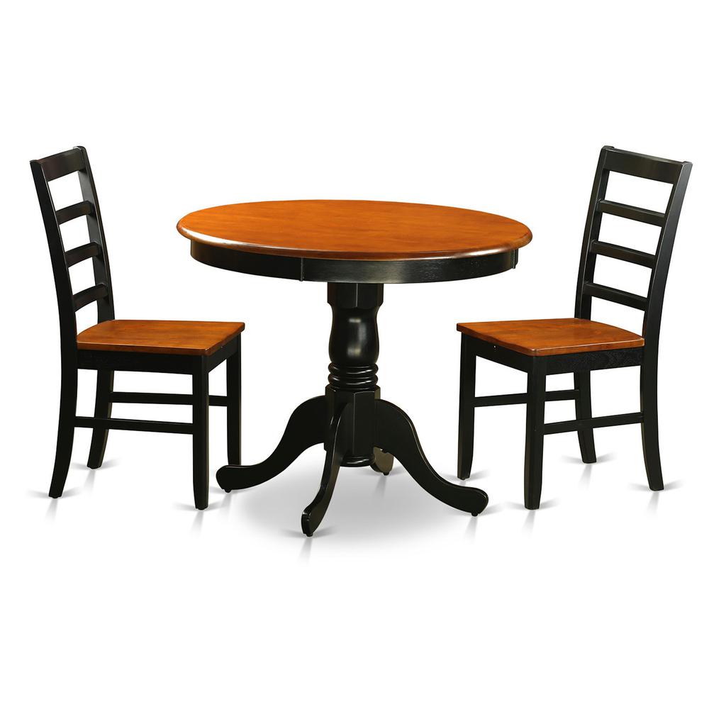 Dining  furniture  set  -  3  Pcs  with  2  Wooden  Chairs  in  Black  and  Cherry
