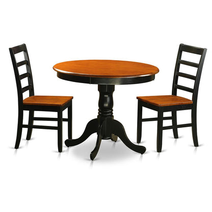 Dining  furniture  set  -  3  Pcs  with  2  Wooden  Chairs  in  Black  and  Cherry