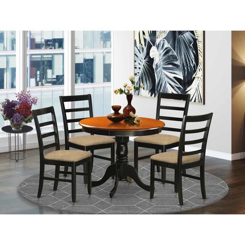 ANPF5-BLK-C Dining furniture set - 5 Pcs with 4 Linen Chairs in Black