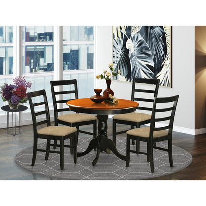 ANPF5-BLK-C Dining furniture set - 5 Pcs with 4 Linen Chairs in Black
