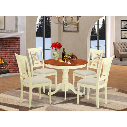ANPL5-WHI-C 5 Pc Kitchen Table set-small Kitchen Table and 4 Chairs for Dining room