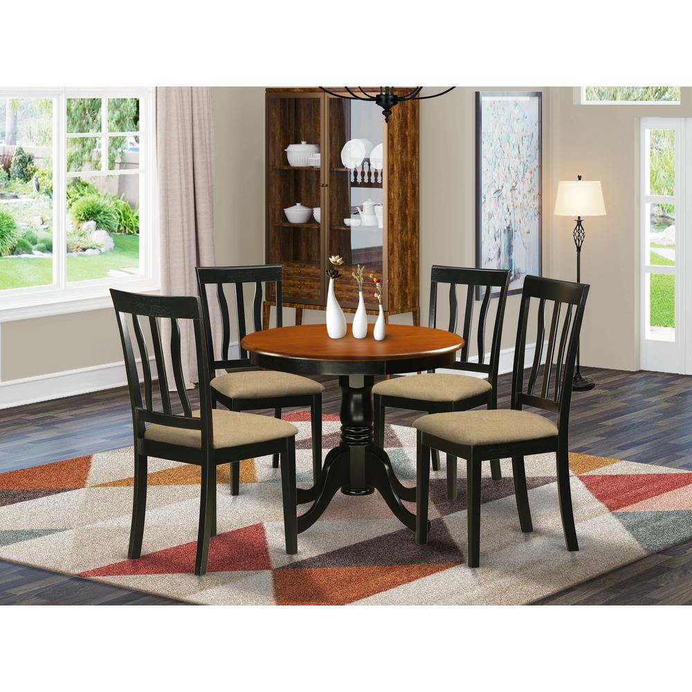 ANTI5-BLK-C 5 Pc Kitchen Table set-small Kitchen Table and 4 Kitchen Dining Chairs