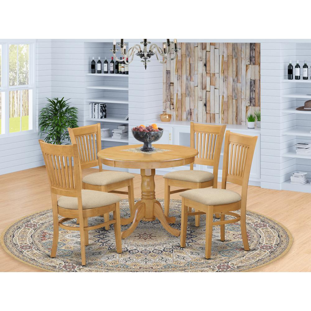 ANVA5-OAK-C 5 PC Dining room set - Dining Table and 4 Dining Chairs