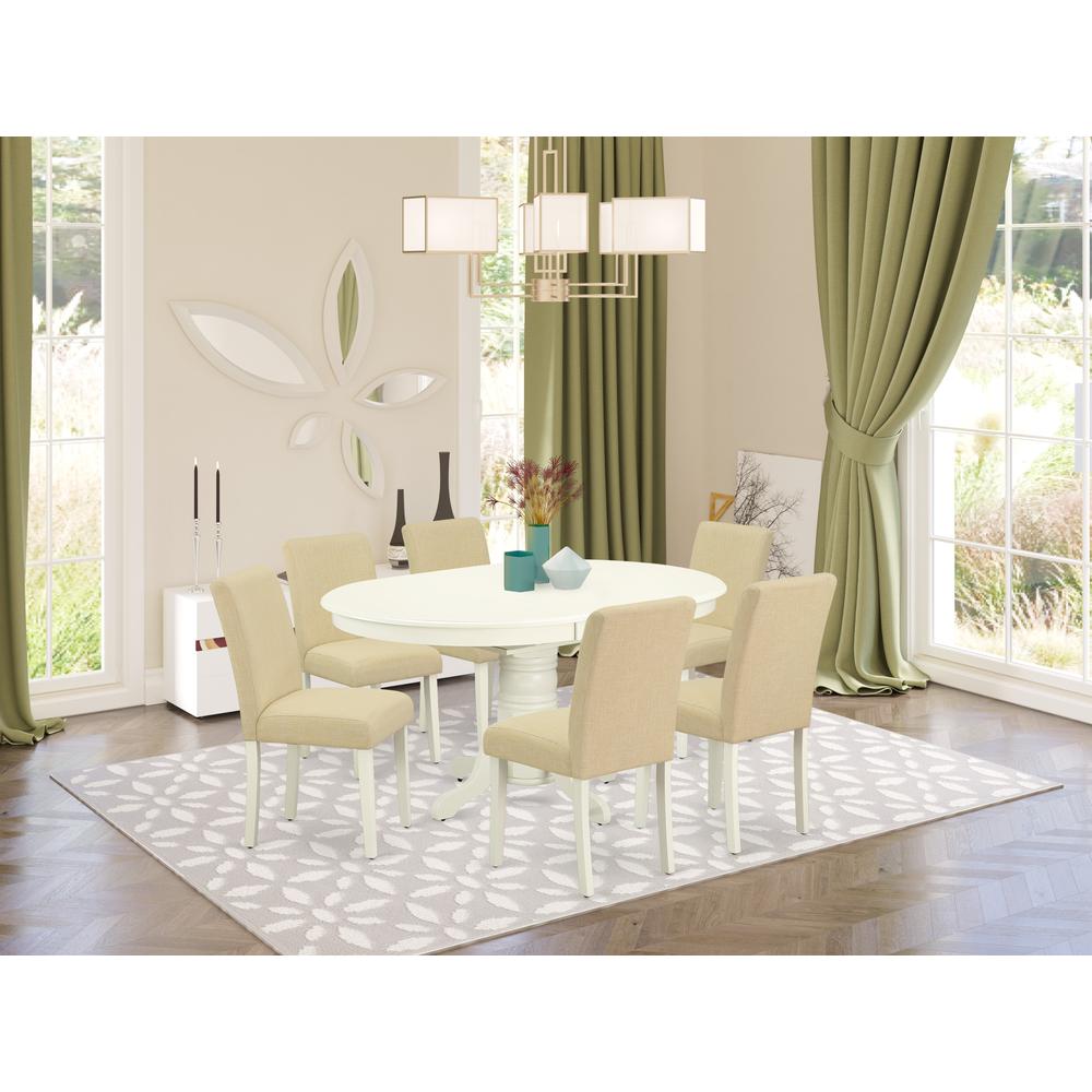 Dining Room Set Linen White, AVAB7-LWH-02