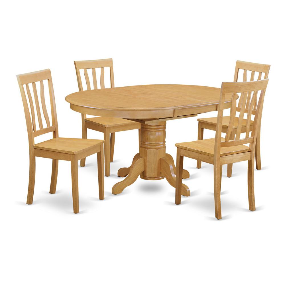 5  Pc  Dining  room  set-Oval  dinette  Table  with  Leaf  and  4  Dining  Chairs