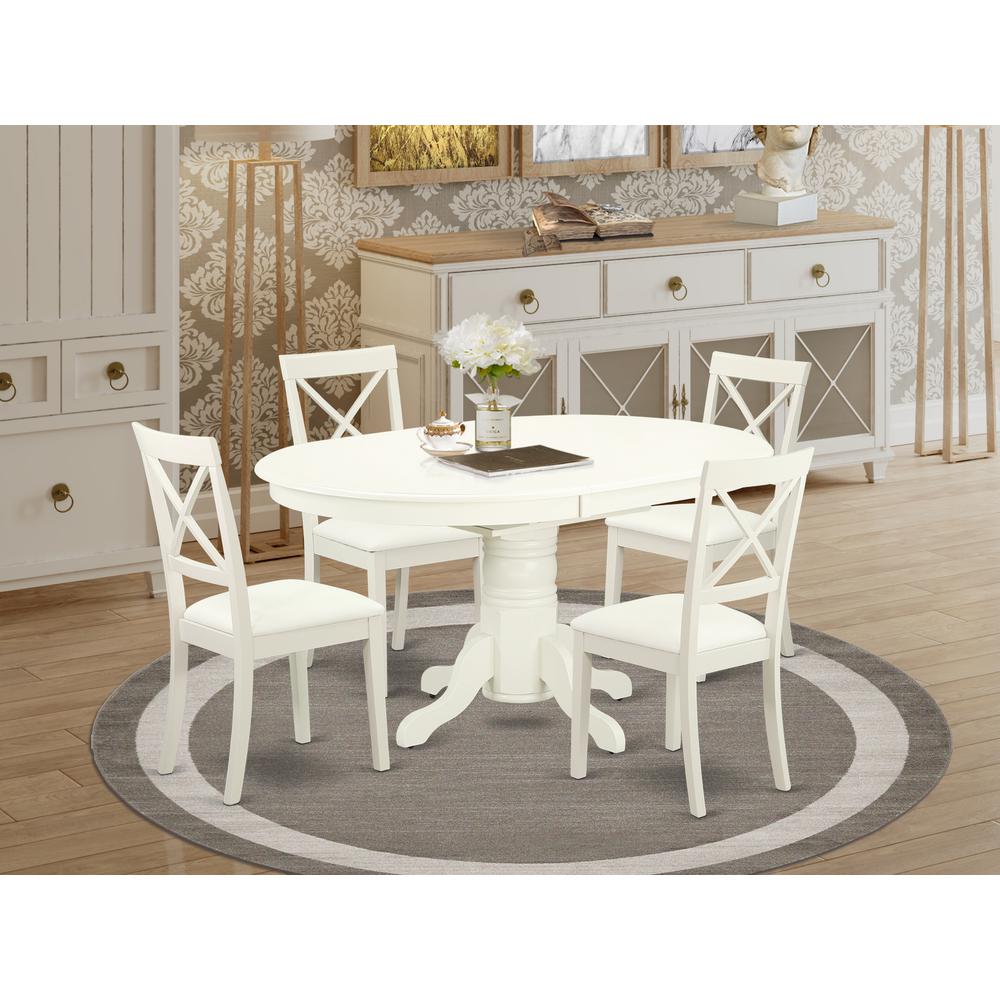 Dining Room Set Linen White, AVBO5-LWH-LC