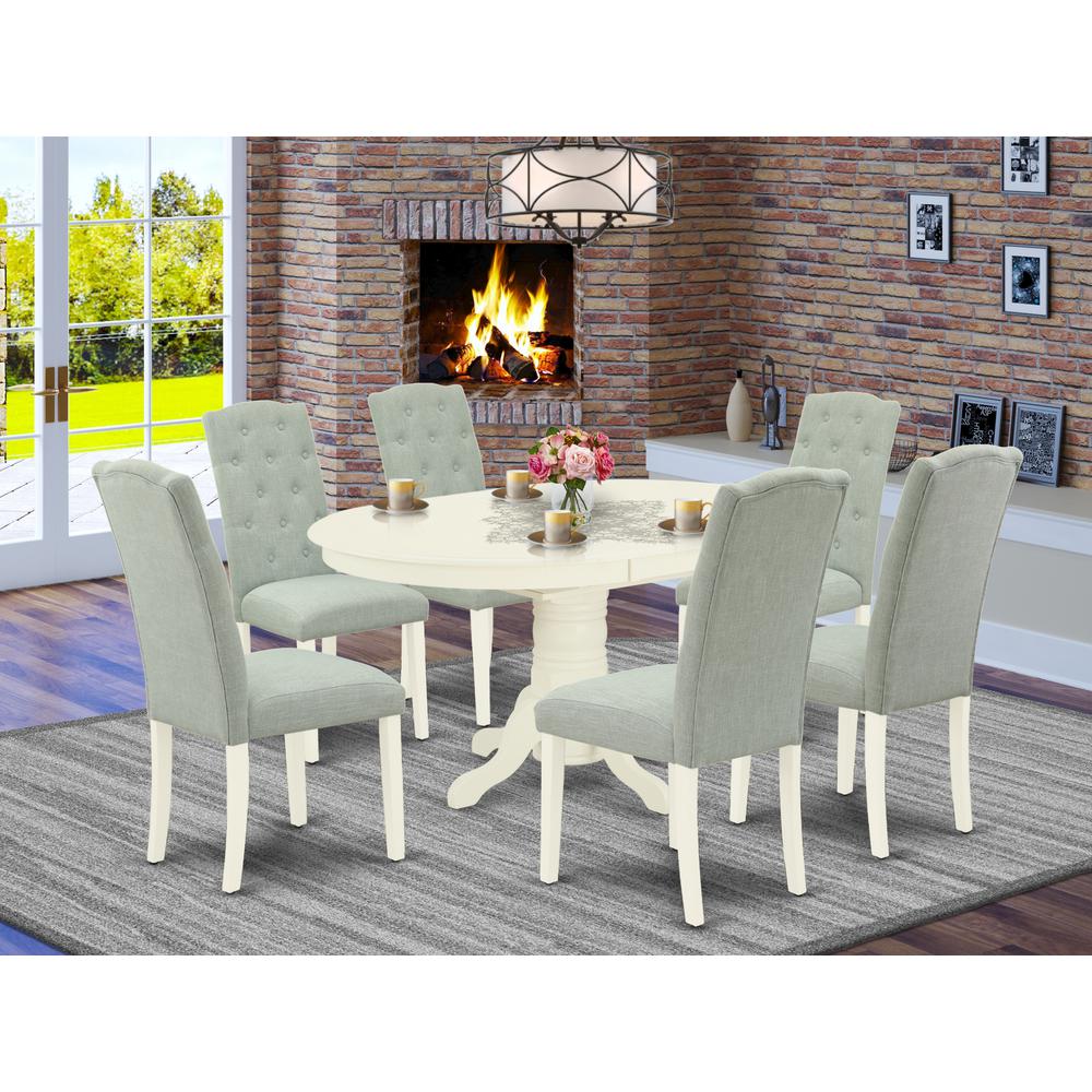 Dining Room Set Linen White, AVCE7-LWH-15