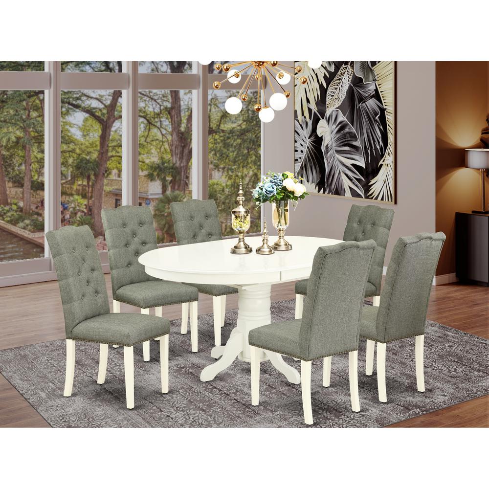 Dining Room Set Linen White, AVEL7-LWH-07