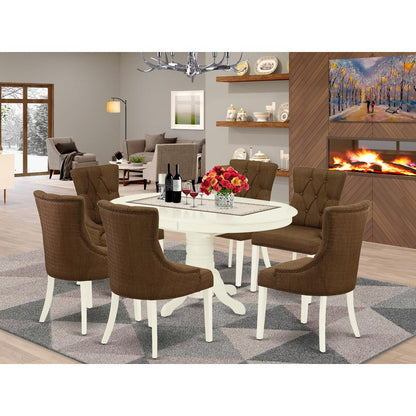 Dining Room Set Linen White, AVFR7-LWH-18
