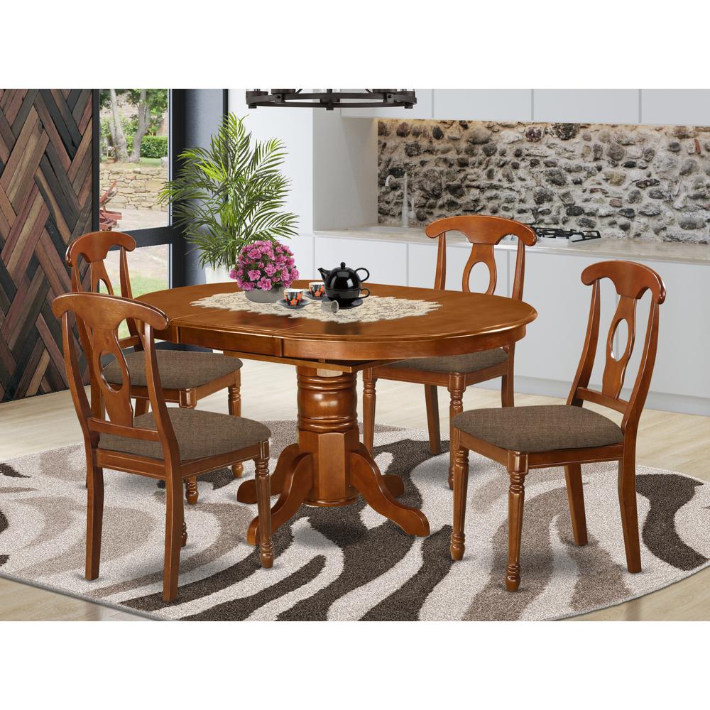 AVNA5-SBR-C 5 Pc Dining set-Dining Table with Leaf and 4 Kitchen Chairs.