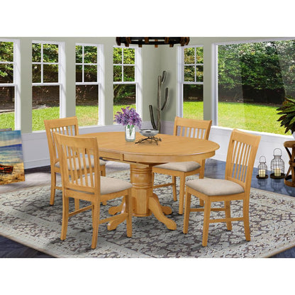 AVNO5-OAK-C 5 PcTable and chair set - Dining Table and 4 dinette Chairs