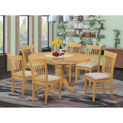AVNO7-OAK-C 7 Pc Table and chair set - Dinette Table and 6 Dining Chairs
