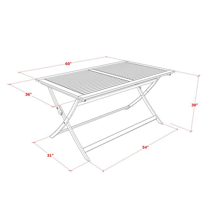 East West Furniture 5 Piece Excellent Folding Table Set- Great for The Shore, Camping, Picnics - Beautiful Wood Patio Table with 4 Lawn ArmChairs- Natural Oil Finish
