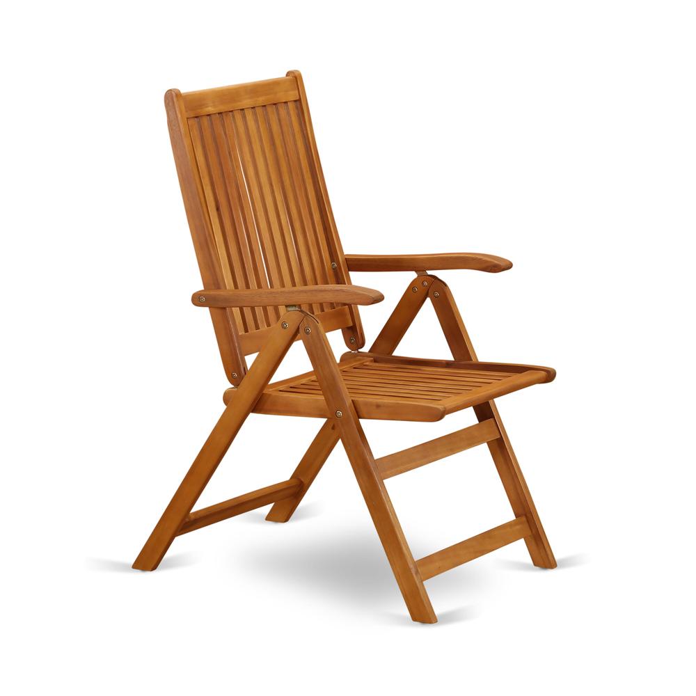 AECN7C5NA - 7 Piece Modern Folding Table Set-Beautiful Wood Table with Multi-Positions 6 Outdoor Patio Chairs- Natural Oil Finish
