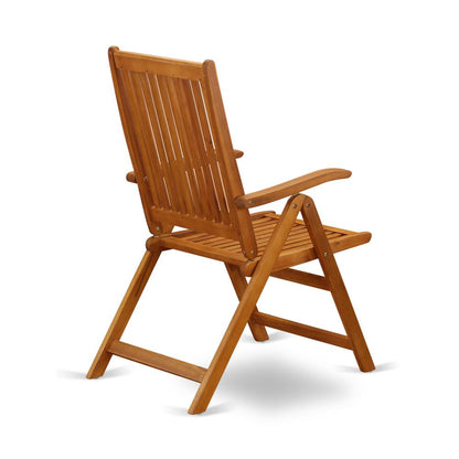 AECN7C5NA - 7 Piece Modern Folding Table Set-Beautiful Wood Table with Multi-Positions 6 Outdoor Patio Chairs- Natural Oil Finish