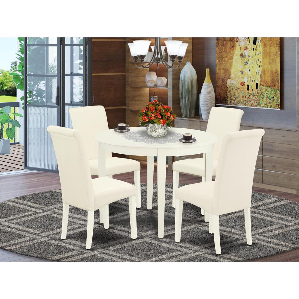 Dining Room Set Linen White, BOBA5-WHI-01