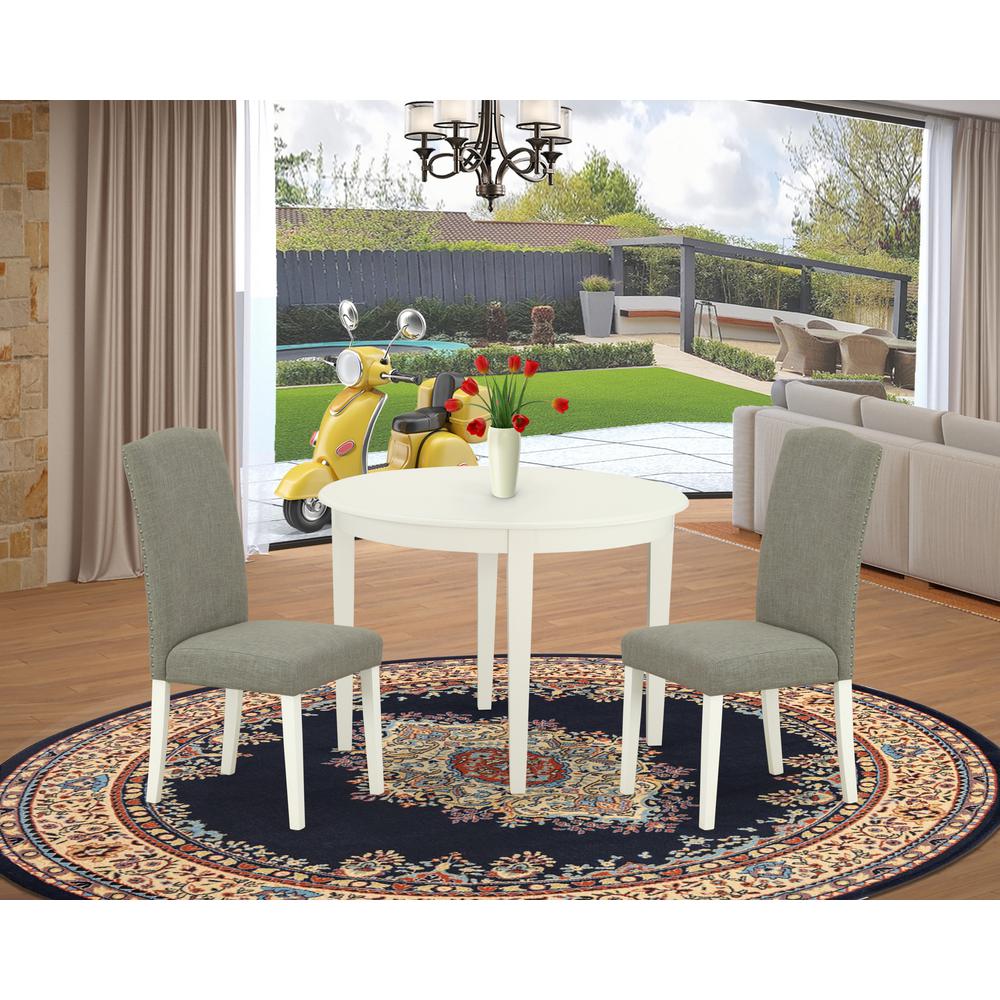 Dining Room Set Linen White, BOEN3-LWH-06