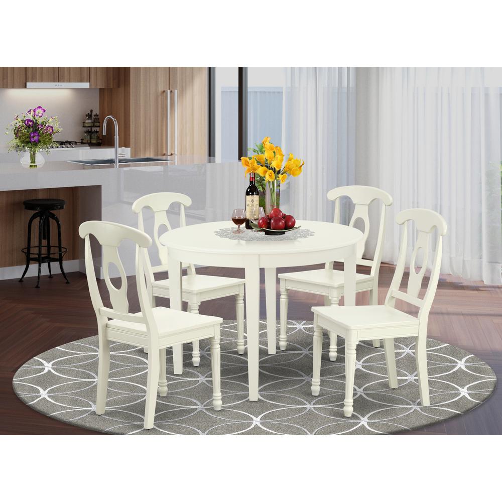 Dining Room Set Linen White, BOKE5-LWH-W
