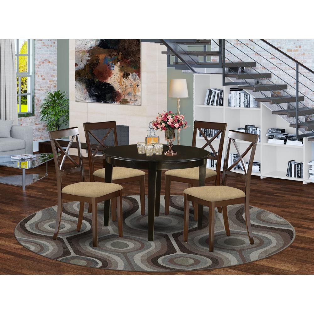 BOST5-CAP-C 5 PC small Kitchen Table set-round Table and 4 Dining Chairs