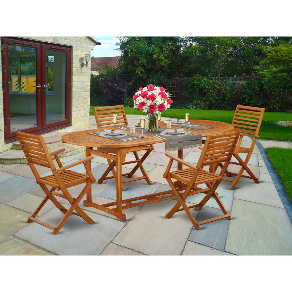 Wooden Patio Set Natural Oil, BSBS5CANA
