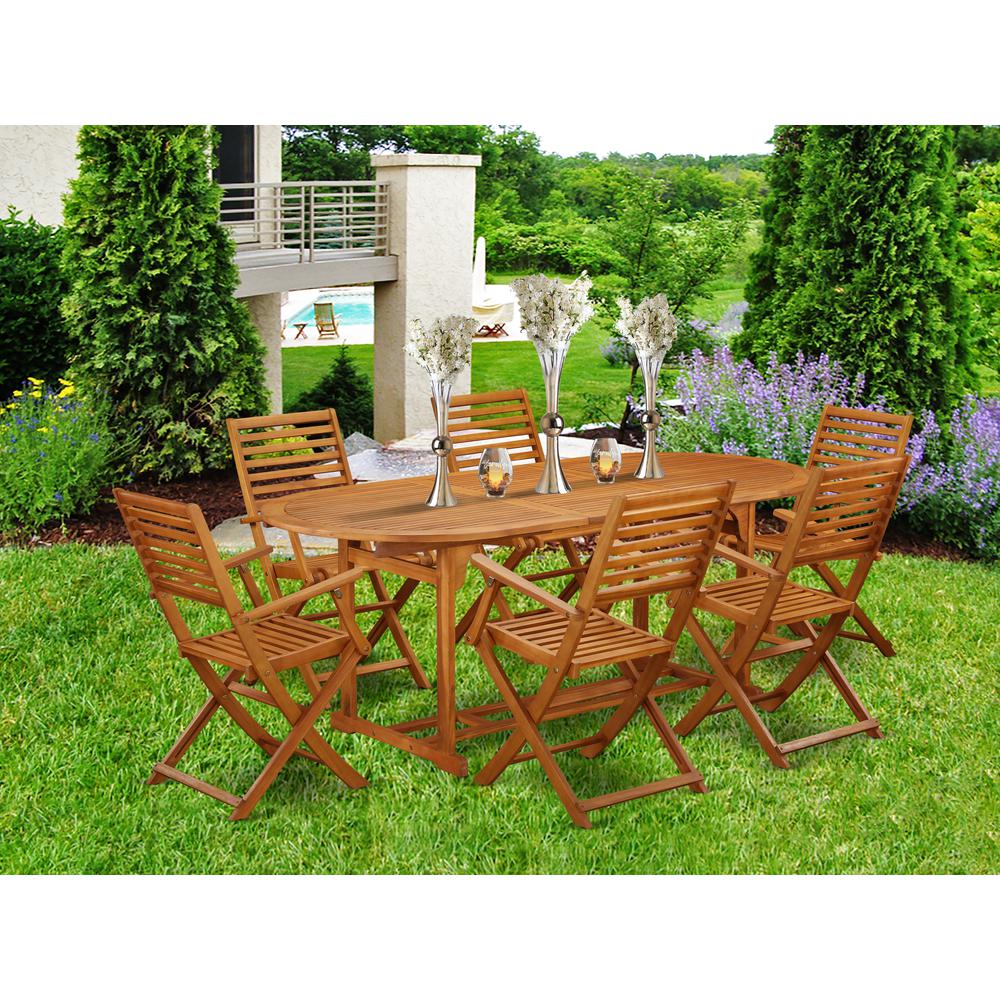 Wooden Patio Set Natural Oil, BSBS7CANA