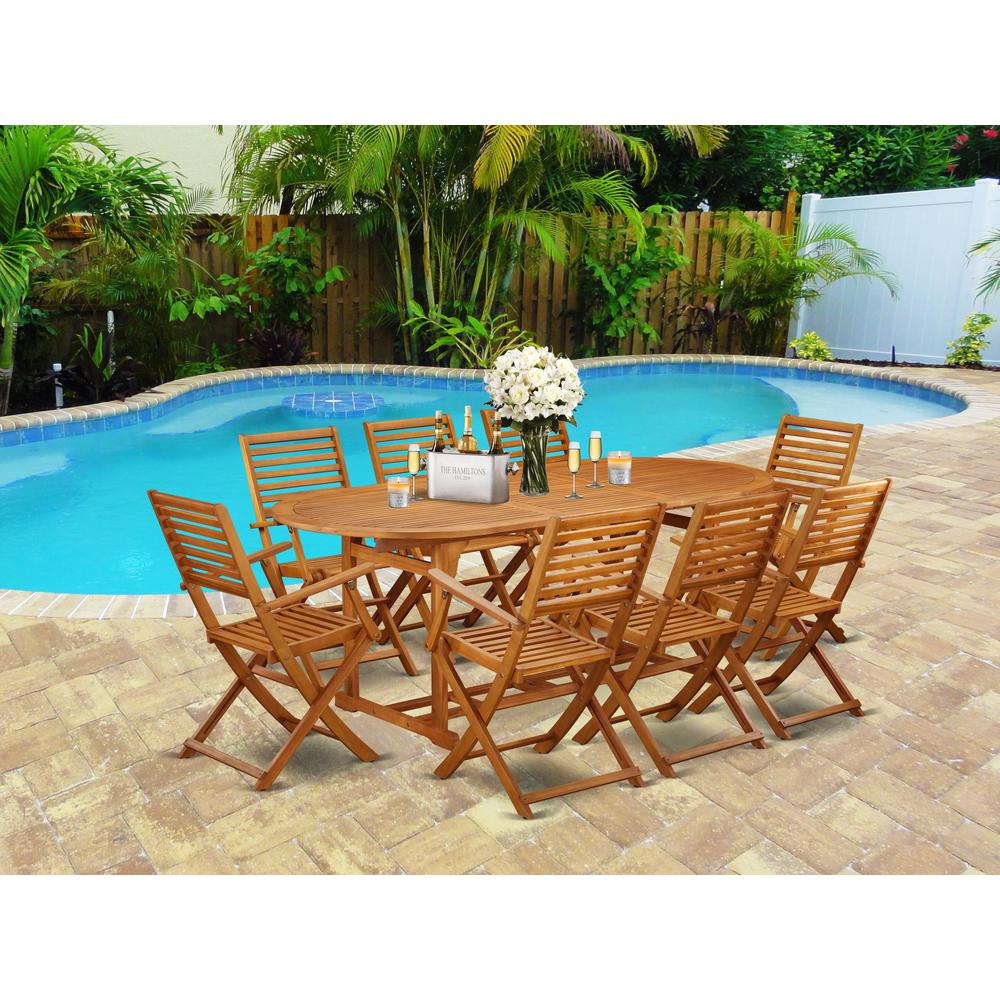 Wooden Patio Set Natural Oil, BSBS9CANA