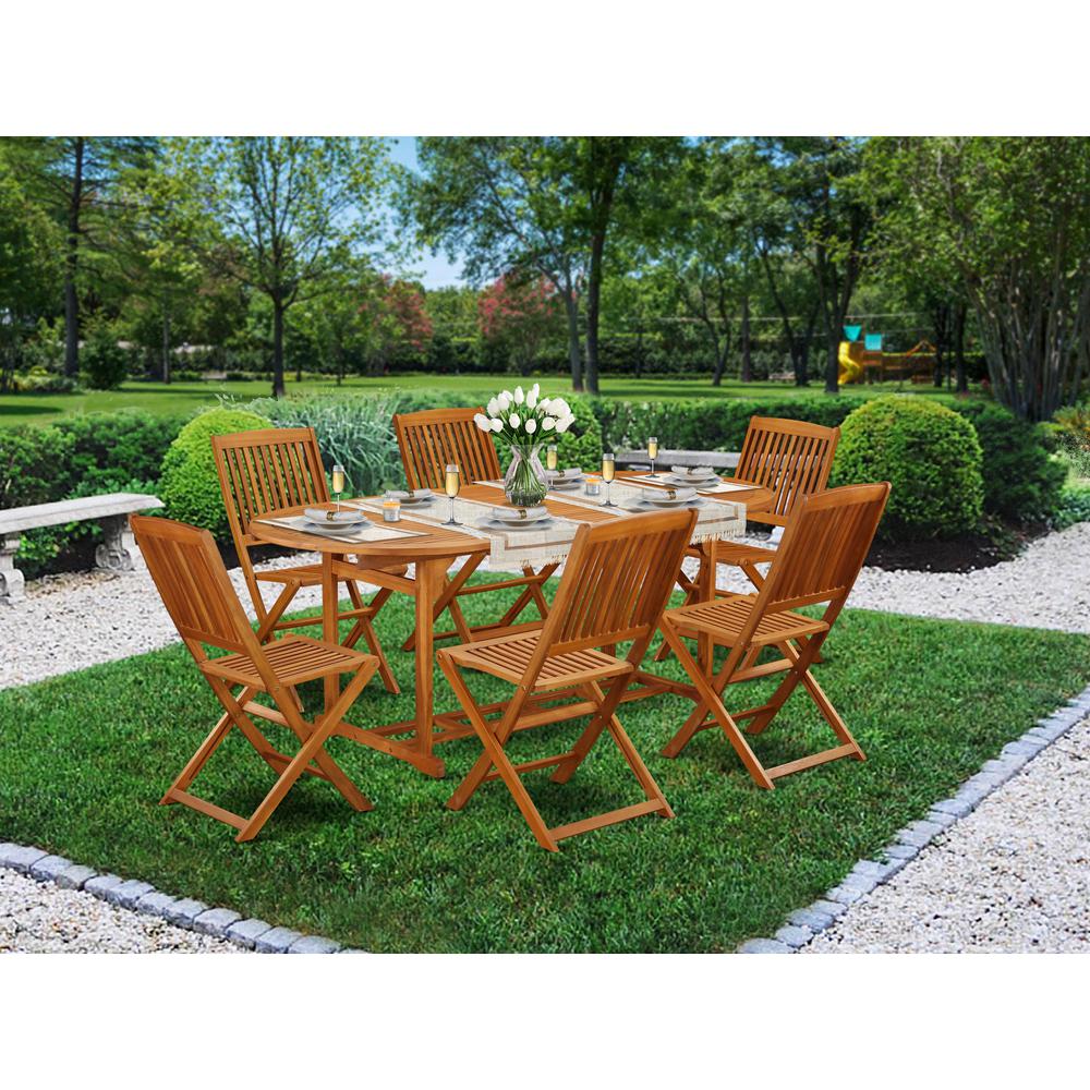 Wooden Patio Set Natural Oil, BSCM7CWNA