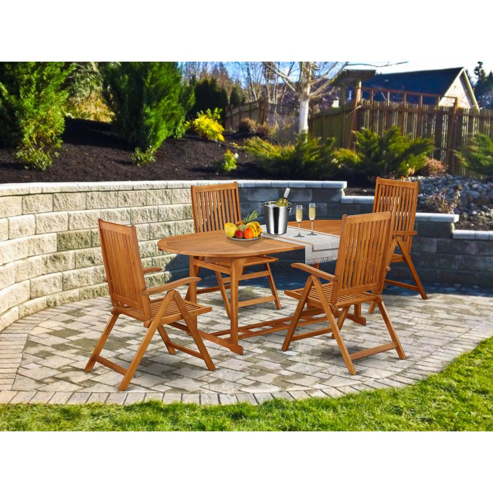 Wooden Patio Set Natural Oil, BSCN5NC5N