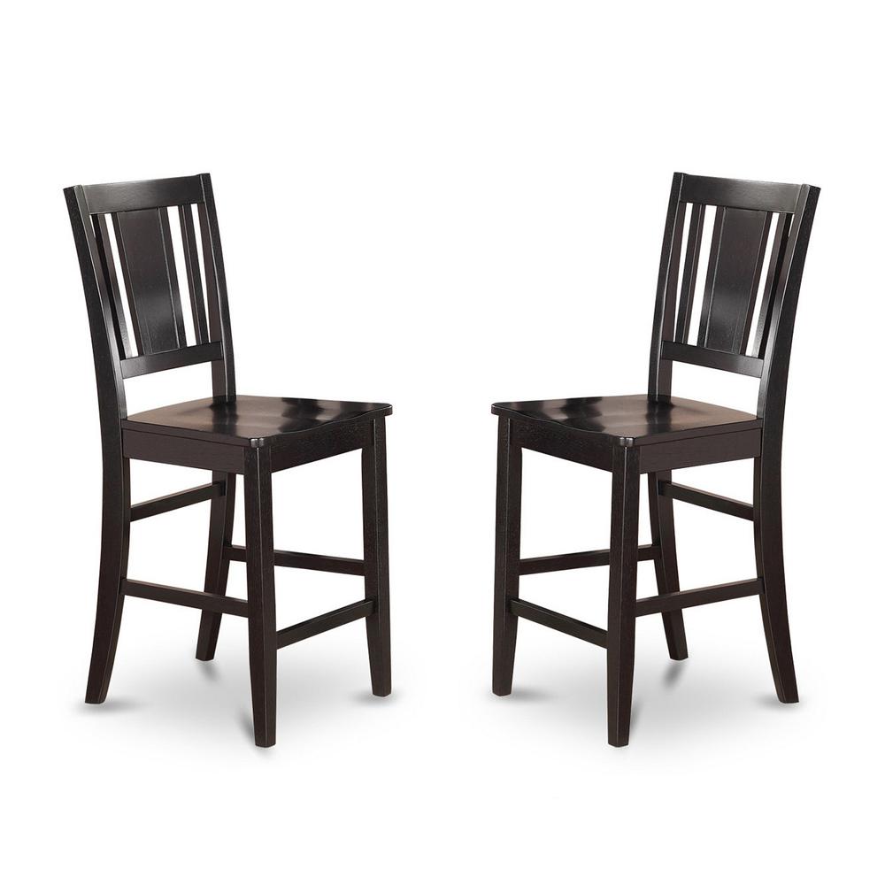 Buckland Counter Height Chair for dining room with Wood Seat in Black Finish, Set of 2