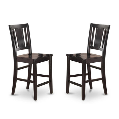 Buckland Counter Height Chair for dining room with Wood Seat in Black Finish, Set of 2