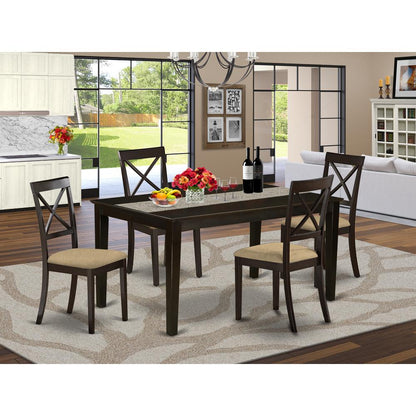 CABO5S-CAP-C 5 PC Dining room set-Top Dining Table and 4 Linen Dining seat Chairs