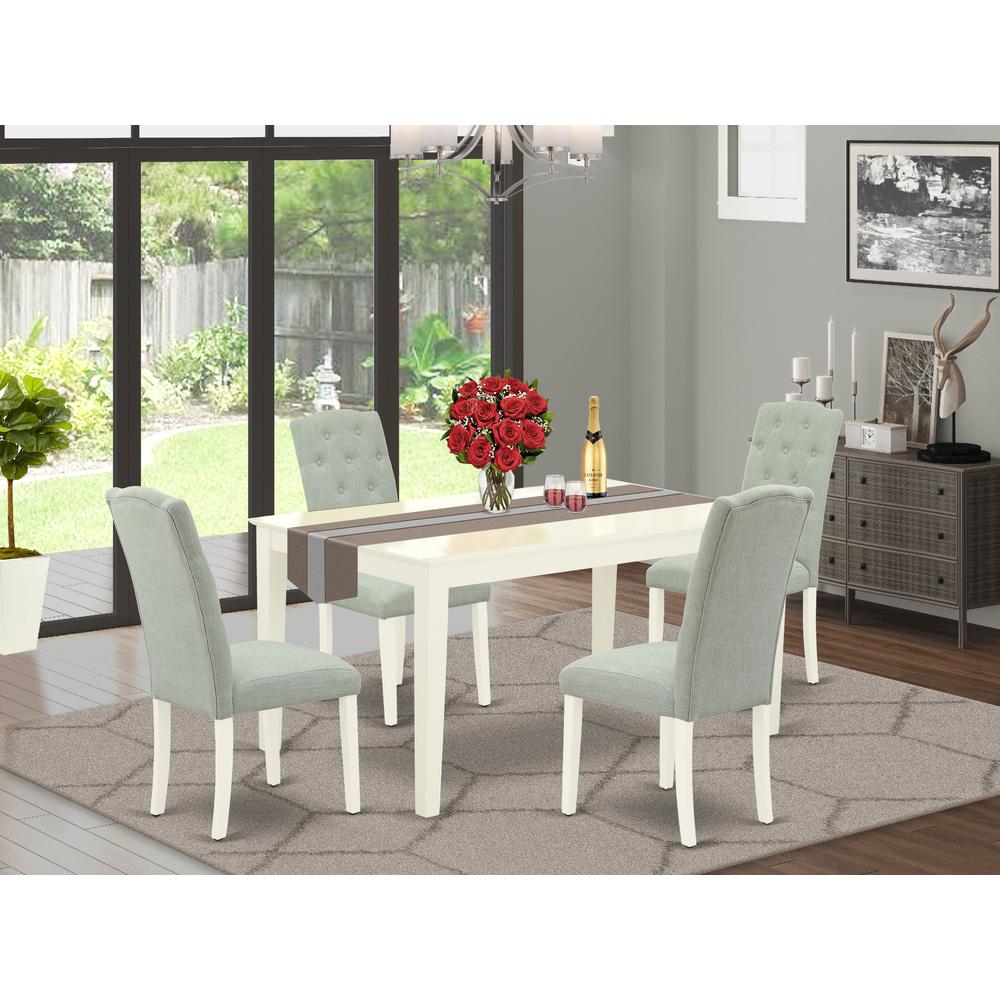 Dining Room Set Linen White, CACE5-LWH-15
