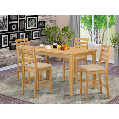 CACF5H-OAK-C 5 Pc counter height Table and chair set-pub Table and 4 counter height stool