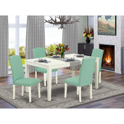 Dining Room Set Linen White, CAEN5-LWH-57