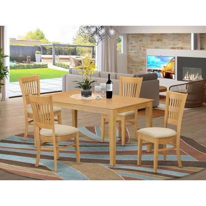 CAVA5-OAK-C 5 PcSmall Kitchen Table set - Kitchen Table and 4 Dining Chairs