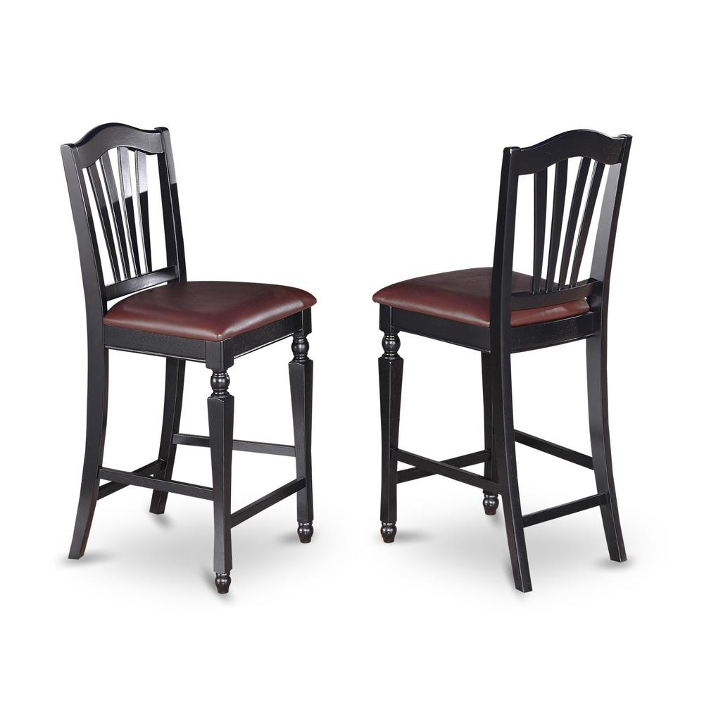 Chelsea  Stools  with  FAUX  LEATHER  upholstered  seat,  24"  seat  height,  Set  of  2