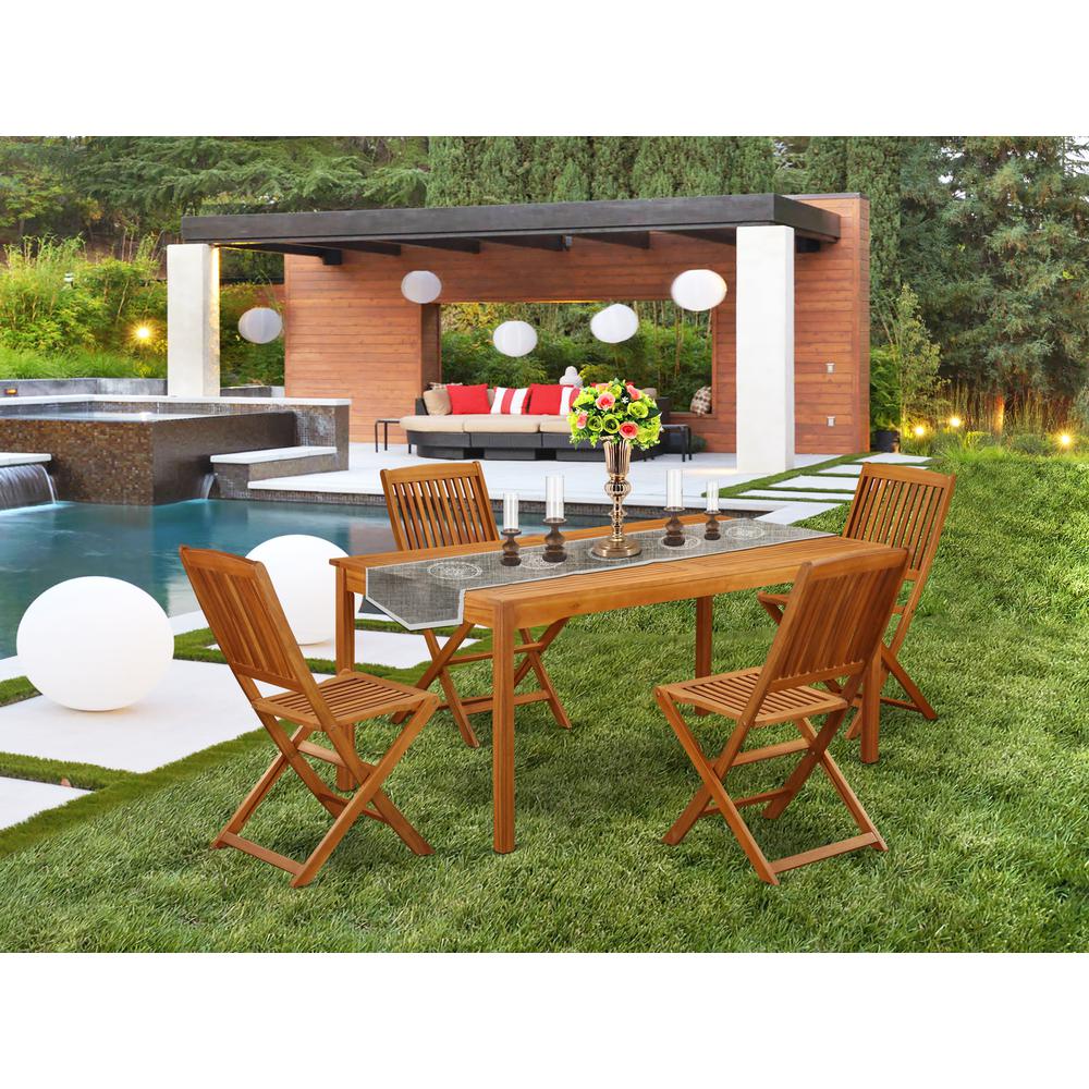Wooden Patio Set Natural Oil, CMCM5CWNA