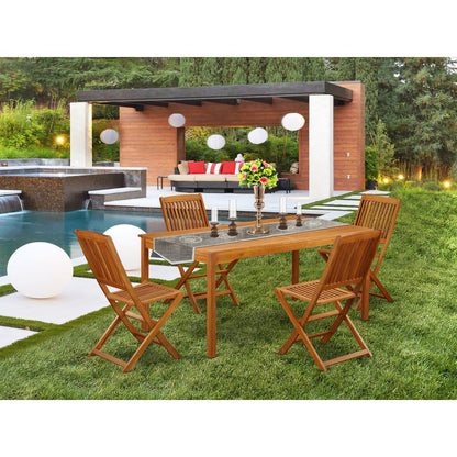 Wooden Patio Set Natural Oil, CMCM5CWNA