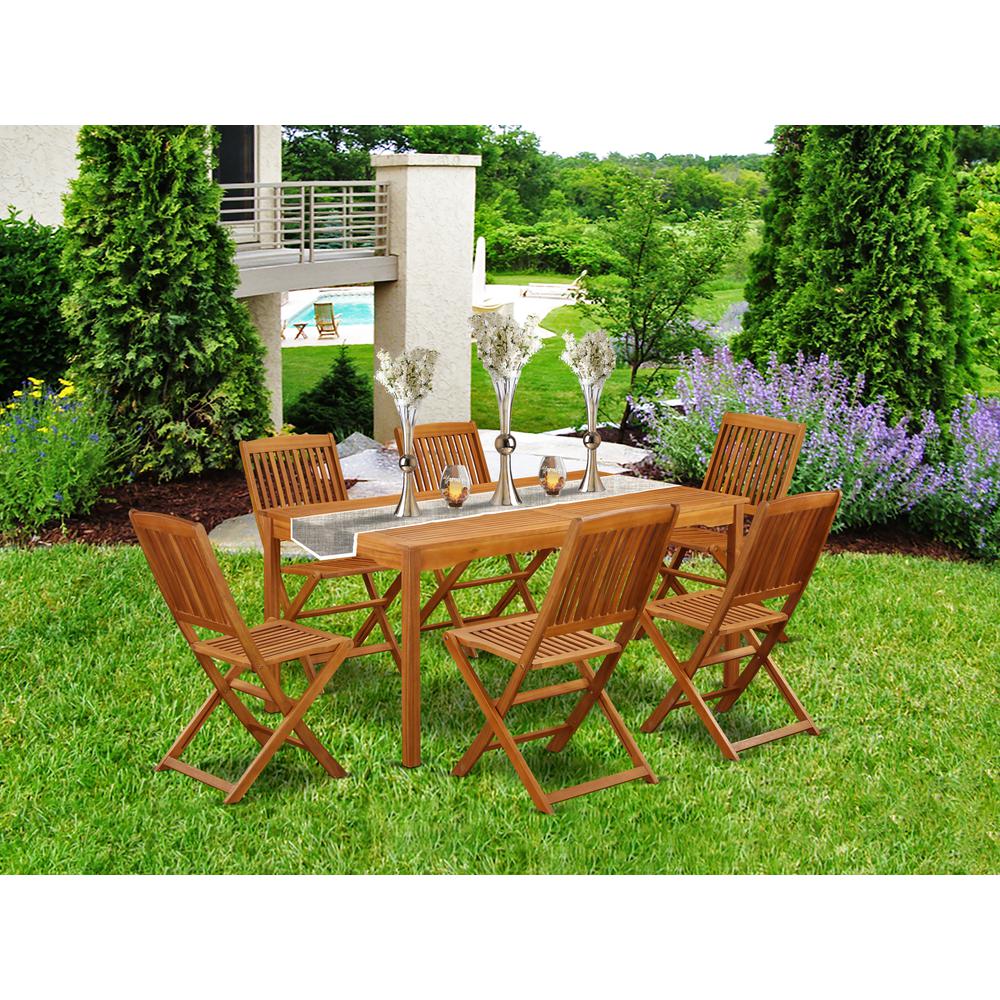 Wooden Patio Set Natural Oil, CMCM7CWNA