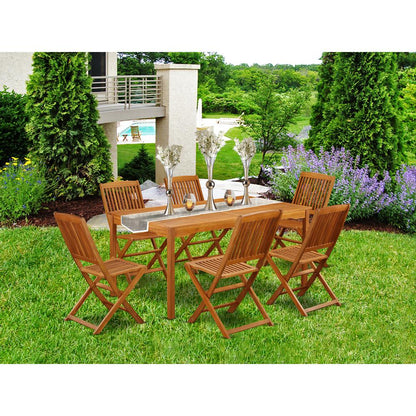 Wooden Patio Set Natural Oil, CMCM7CWNA