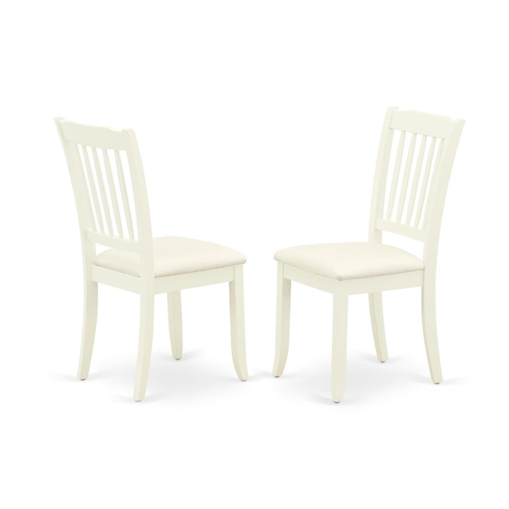 East West Furniture DMDA5-LWH-C 5 Piece Dining Room Set Consists of 1 Drop Leaves Dining Room Table and 4 Linen White Kitchen Chairs with Slatted Back - Linen White Finish