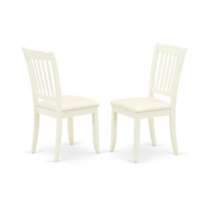 East West Furniture DMDA5-LWH-C 5 Piece Dining Room Set Consists of 1 Drop Leaves Dining Room Table and 4 Linen White Kitchen Chairs with Slatted Back - Linen White Finish