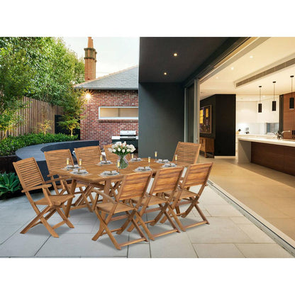 9 Piece Outdoor Patio Dining Sets Contains a Rectangle Acacia Table