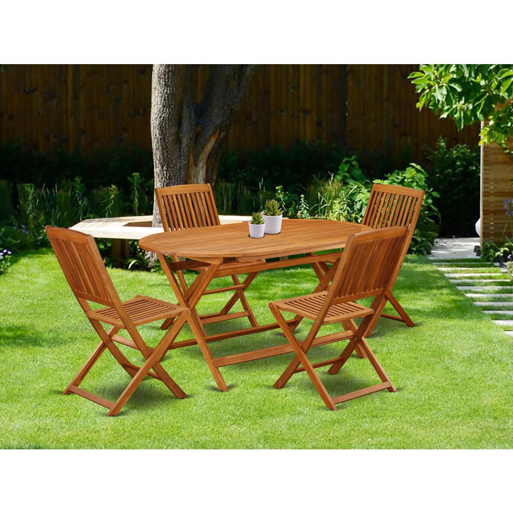 Wooden Patio Set Natural Oil, DICM5CWNA