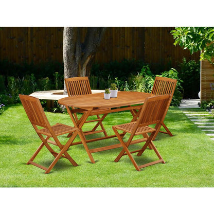 Wooden Patio Set Natural Oil, DICM5CWNA