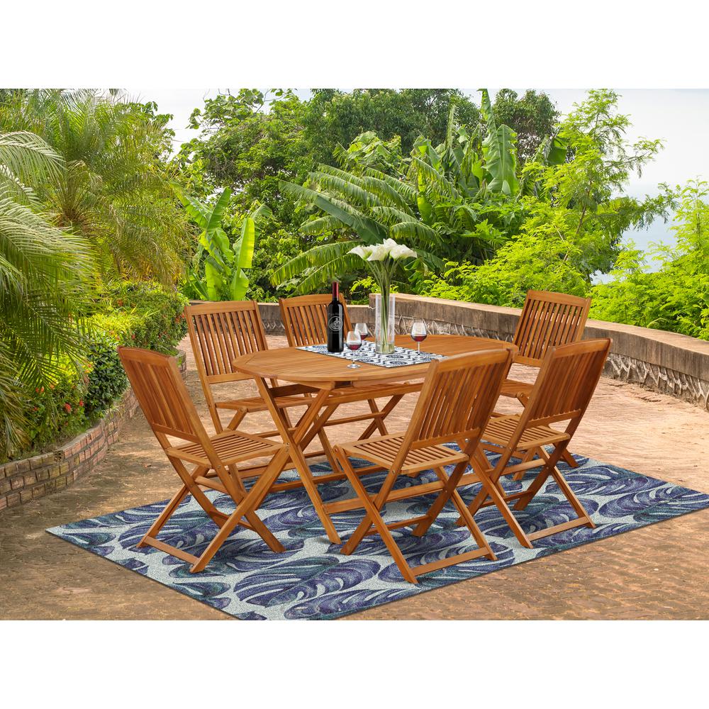 Wooden Patio Set Natural Oil, DICM7CWNA